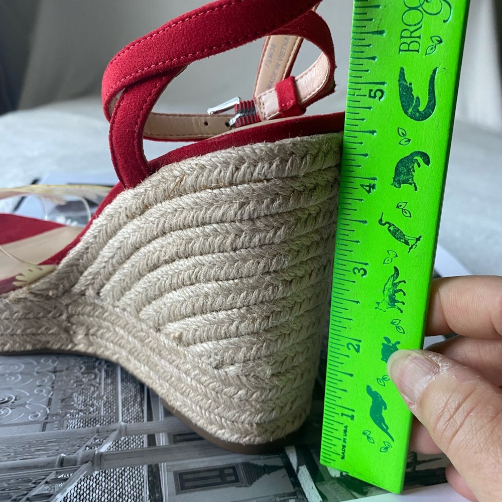 Jessica Simpson Semie Floral Jelly Strap Espadrille Wedge Sandal Womens 7.5 Red - Picture 9 of 13